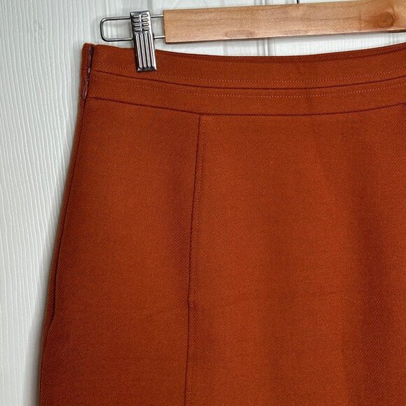 NEW Ann Taylor Skirt Patch Pocket Burnt Orange Boho 70's Stretch Size 6P - Picture 5 of 11
